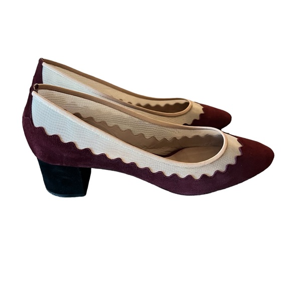 Chloe Shoes - Chloe Suede Mesh Scalloped Ballerina Pumps Low Heel Size EU 37.5 /US 7.5
